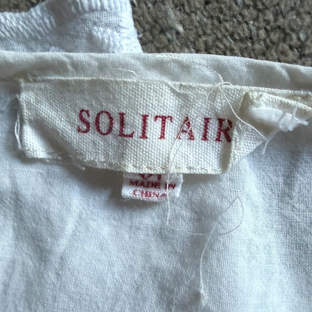 Solitaire White Tank Top 100% Cotton Embroidered Eyelet Cottagecore Beach XL - Picture 4 of 5